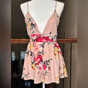 Blush Pink Floral V-Neck Romper